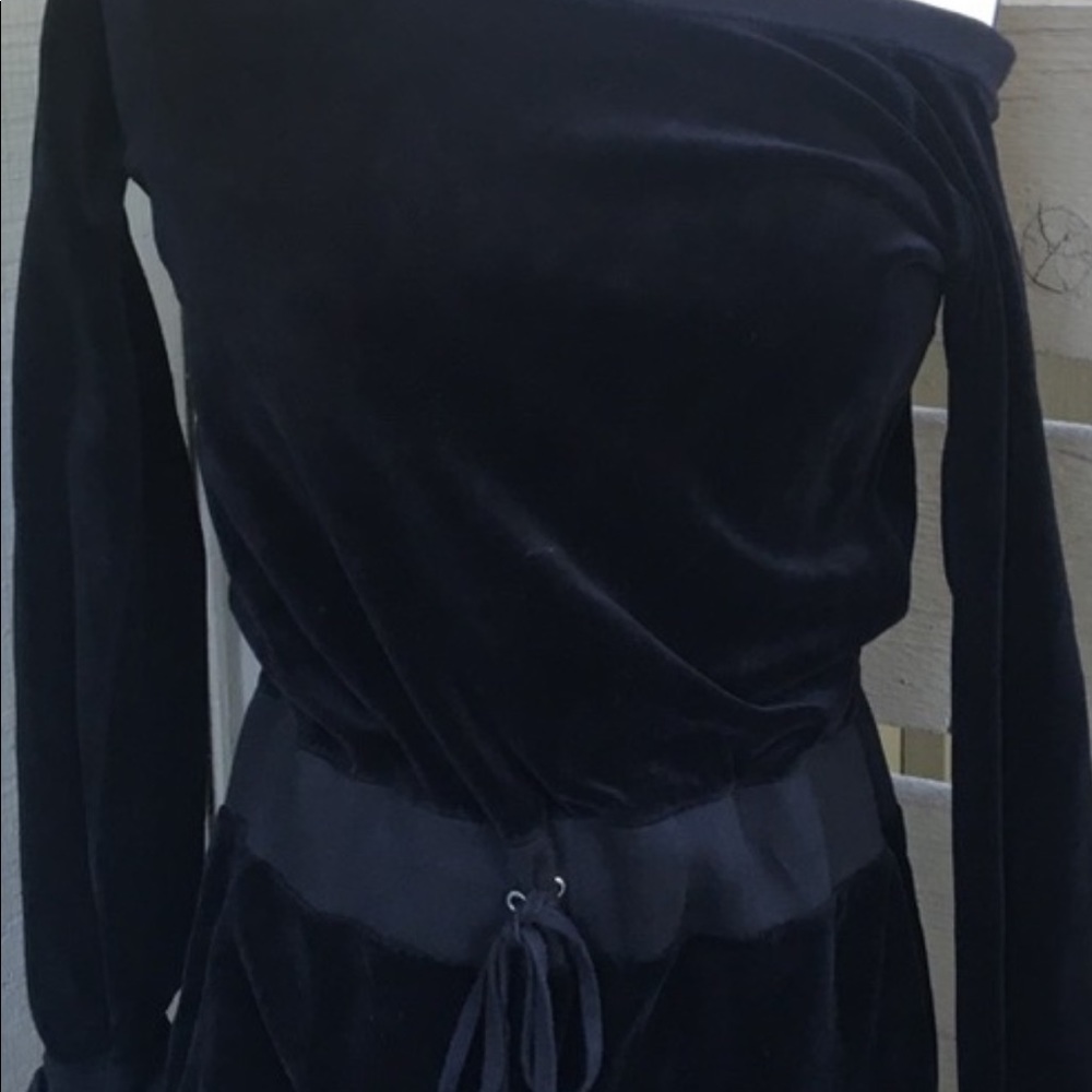 Juicy Couture Off Shoulder Velor Mini Black Dress - Picture 3 of 4
